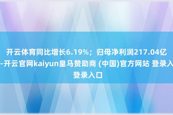 开云体育同比增长6.19%；归母净利润217.04亿元-开云官网kaiyun皇马赞助商 (中国)官方网站 登录入口
